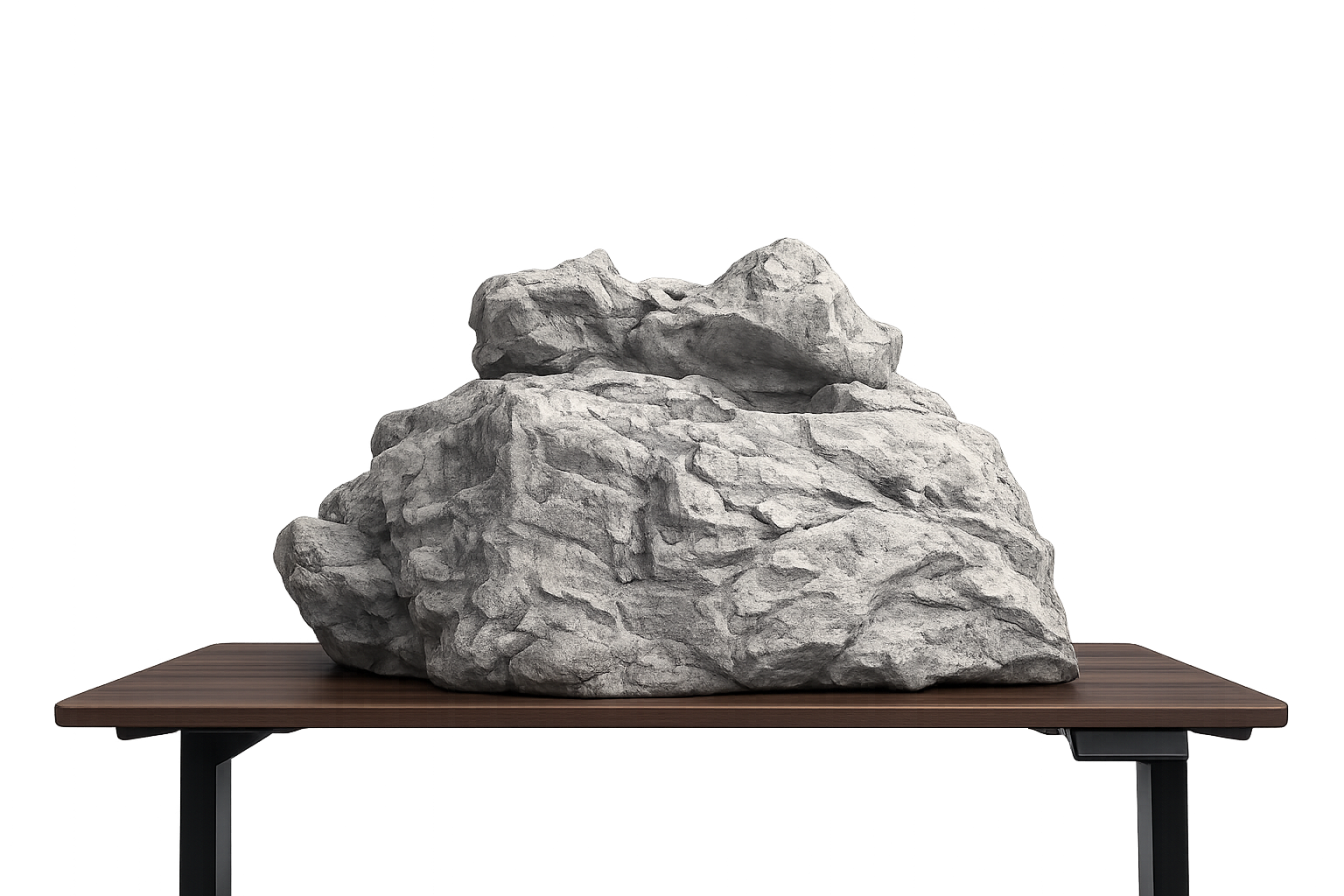 Boulder resting on the desk demonstrating 250 kg load capacity