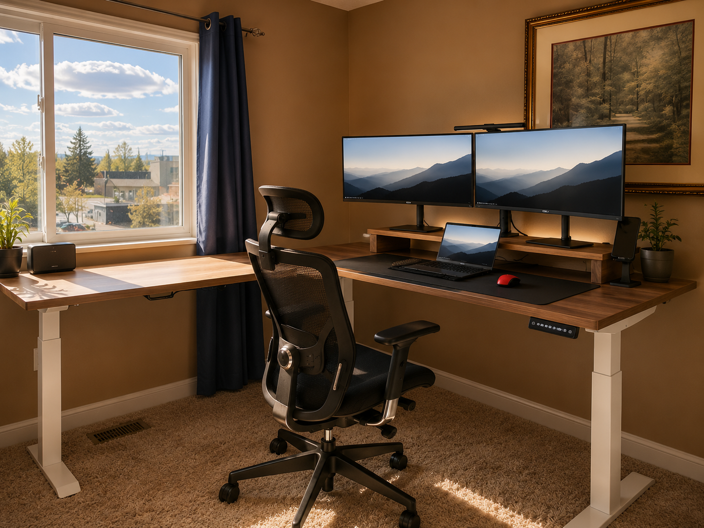 Axis Span desk in a dark executive home office
